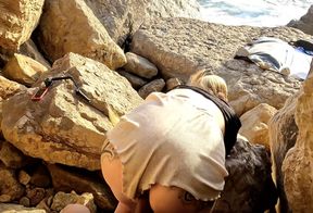 FUCK ON THE BEACH - I FUCKED THE TEEN IN THE MIDDLE OF THE ROCKS WHILE SHE MOANED LOUDLY!