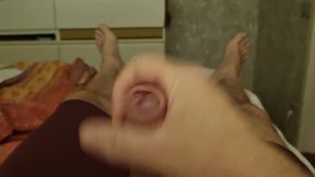 My Friend Lies in Bed Jerking off His Cock Until He Orgasms and He Comes