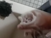 Hairy Teen Jerks His Soapy Cock