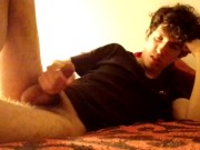 Twink masturbating in the bed and moaning soft