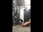 Humping my clothes full of piss and cumming with my weighted ball stretcher