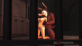 Minotaur fucks hard a 3d teen in the battle arena