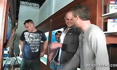 Kinky teen guy jerking off in public for money
