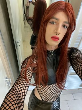 Sissy Vanessa comes home after a night at the disco and trains anally with her dildos