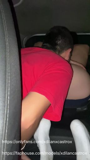 Cruising Straight Uber Driver Fucks Young Virgin Twink in His Car and Cums Inside Ass Anal Creampie