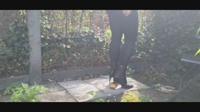 Donut and cake crush with black stilleto boots