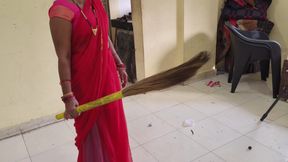 Hindi clear voice of maid working in the house.