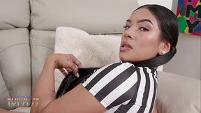 Horny Colombia Mia Jimenez fucks 3 big studs with first double penetration then swallows their loads
