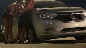 Hubby Catches His Wife Sucking Dick in a Gloryhole Outdoors