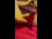 crossdresser masturbates and cums in pantyhose