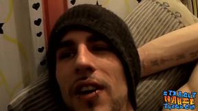 Inked thug Chain masturbates all the way until he cums hard