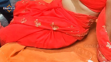 CRAZY-XYZ desi village Bhabhi tight pussy hard sex video, Indian slut wife wearing beautiful red saree