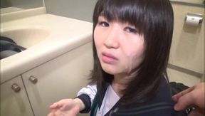 Young 18+ Japanese Babe in Sexy Uniform Fucks Wildly in Toilet Stall
