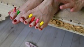 Sweet Toe Tease – Colorful Candy Between Her Toes