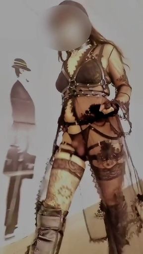 kinky gothic slut outdoor exploring the city center.   Clip 1