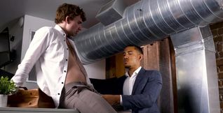 Black hunk ass fucks white boy and comes inside his tight butt