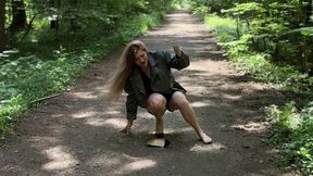 Aliona twisted ankle in Louboutin so Kate, walking in one shoe, twisted ankle girl, sprained foot, pain in foot, one shoe walk, high heels walking, high heels lost, dirty barefoot walking, high heels hitting, stilettos walking, walking on one heel