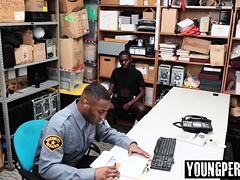 Black teen perp blows LP Officers cock and anal fucked