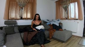 masturbation in fluffy down jackets & long coats with dirty talk