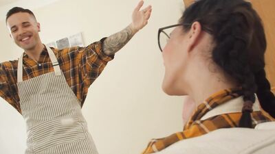 Nikki Fox takes a huge dick in the break room and takes a facial cumshot on her small tits