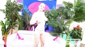 Dumb blonde bimbo rebel Rhyder gets big dick and swallows cum