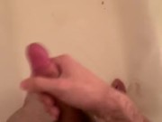 Uncut jackoff in the shower