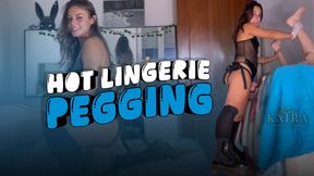 Mistress Kaira pegging you in lingerie and Martens.
