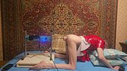 in Russian Moscow The fucking machine is almost tearing my ass apart, it feels so good