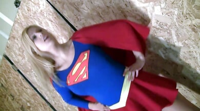 Blonde in superhero costume dominates bound man during renovation