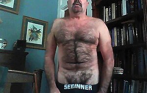 Nasty Hairy Daddy Jacks into a condom