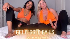 Get pegged by us POV - Ebony Goddess Luna Law and blonde Miss Amy fuck with their strap-ons, Female Domination