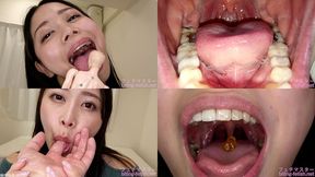 Mio Nozaki - Showing inside cute girl&#039;s mouth, chewing gummy candys, sucking fingers, licking and sucking human doll, and chewing dried sardines mout-190