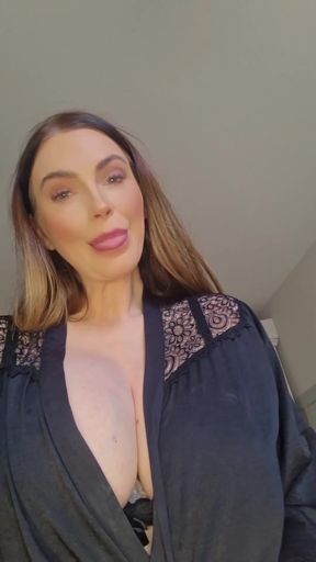 Mommy feeds baby while giving a sexy breastfeeding show