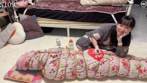 Fluffy Blanket Mummy Handjob