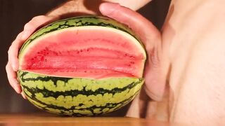 Muscular Stud Fucks and Cums on Watermelon