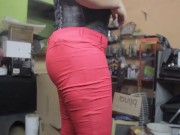 Testing my red rose pants with my inflated legs, feels some small