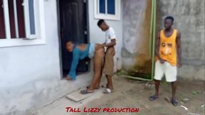 Outdoor threesome in a rainy day