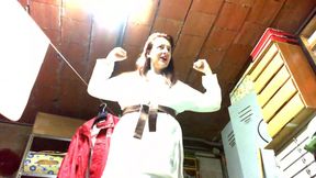 Your Italian Giantess Practices Karate in a Cellar and Crushes You Under Her Dirty Feet