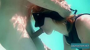 Sloppy underwater blowjob