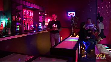 MILF strip club rewards customers with hot blonde and brunette anal action