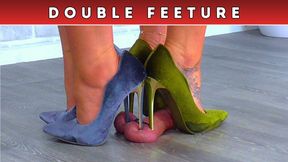 Goddess Amber & Miss Lucy - Puncturing Your Cock & Balls Under Our Crushed Velvet Heels - Double CBT Feeture: Balls Cam & Glans Cam (217)