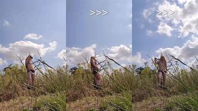 bts shooting some fun flashing in a beautiful sunny field.
