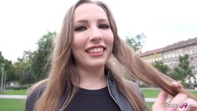 GERMAN SCOUT - BIG NATURAL JUGGS TEENAGER (18+) LINA TO SCREW AT MODEL CASTING JOB - Cum Load