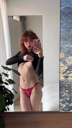 Female Onlyfans Model in Red Lingerie