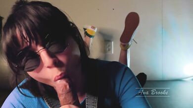 Black Socks Footjob / Sockjob Cum On Feet Soles - Ava Brooke