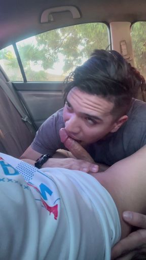 Suckig My Straight Friend in the Car While Is GF Waits for His Arrival