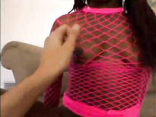 Black slut gets her constricted vagina pounded POV