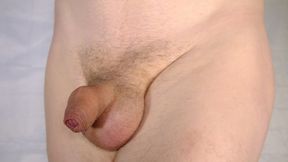 Flaccid penis close up hands free uncut cock throbbing, wobbling and  foreskin dropping on show