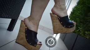 cork wedge mules