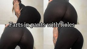 Farts in a hole in a pair of pants